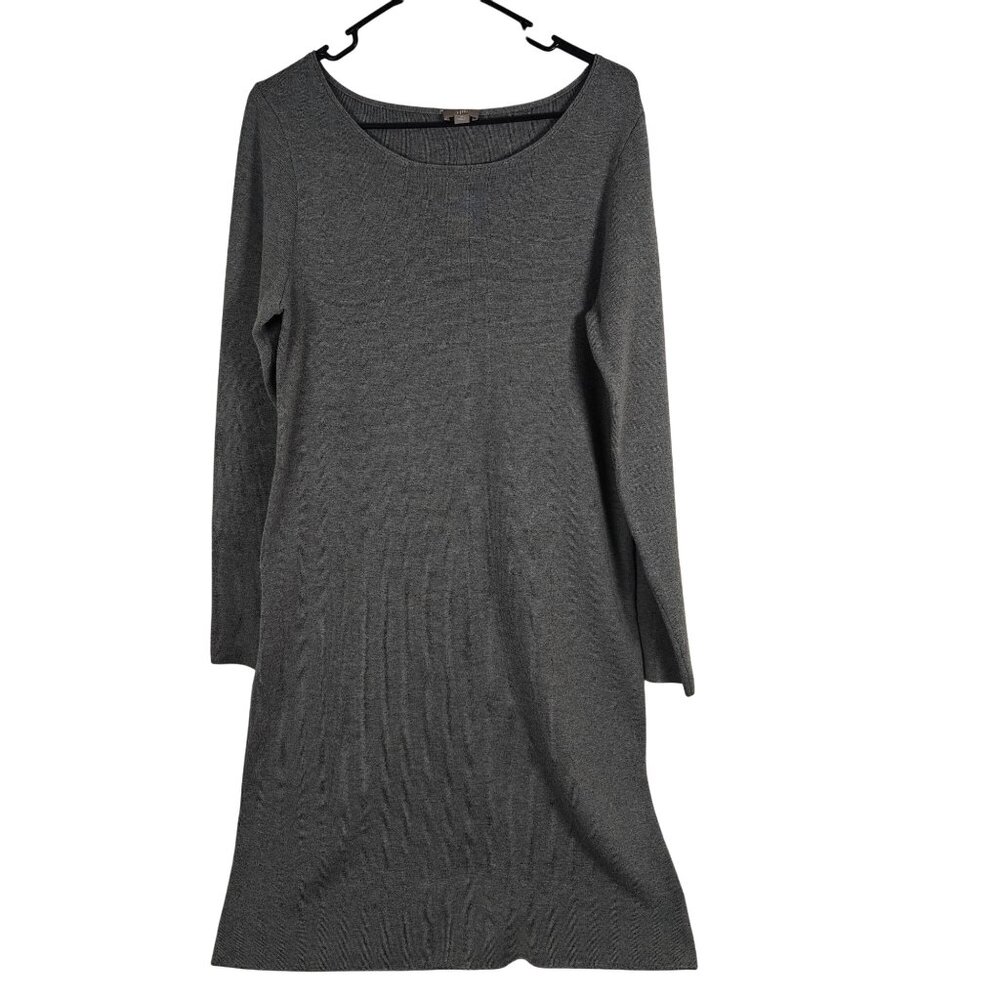 Womens J Jill Wool Blend Gray Long Sleeve Knit Sweater Dress Size Medium